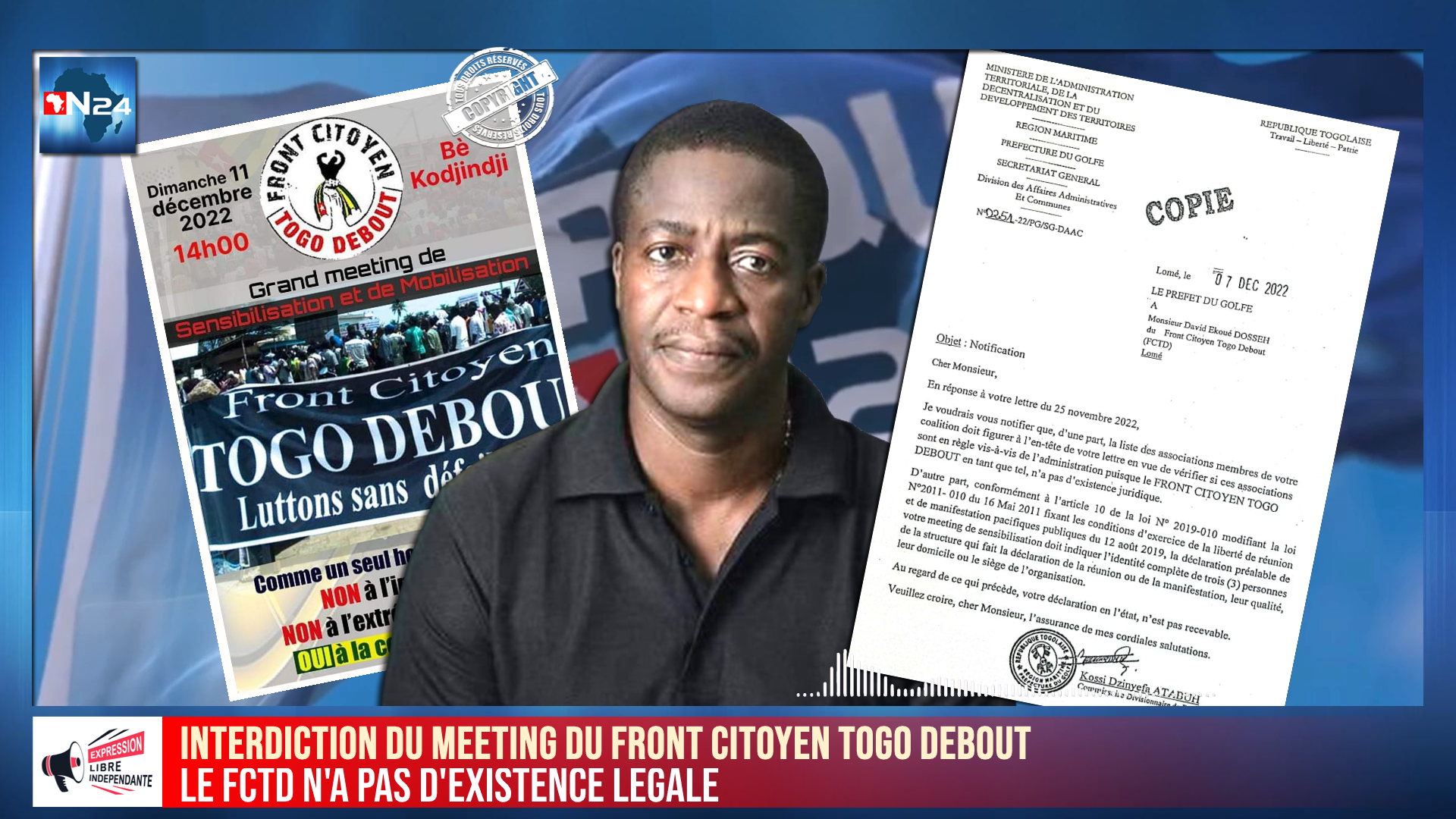 Interdiction du meeting du Front Citoyen Togo Debout